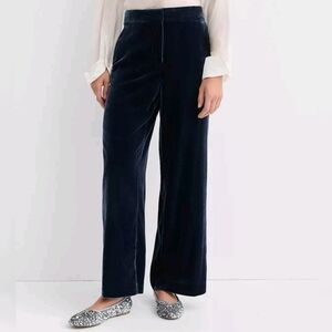 LOFT Curvy Clean Velvet Wide Leg Pants 12 Dark Blue NEW